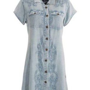 Light Blue Pocket Shirt Dress - Women